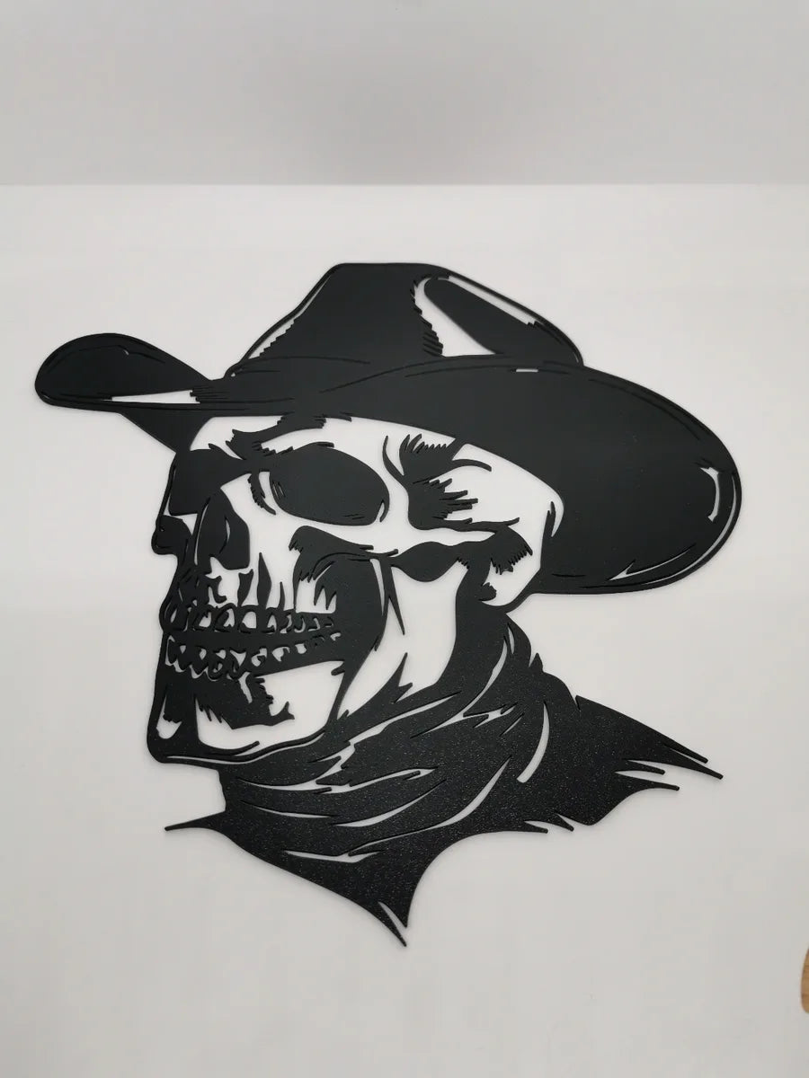 2d Skull With Cowboy Hat Wall Art