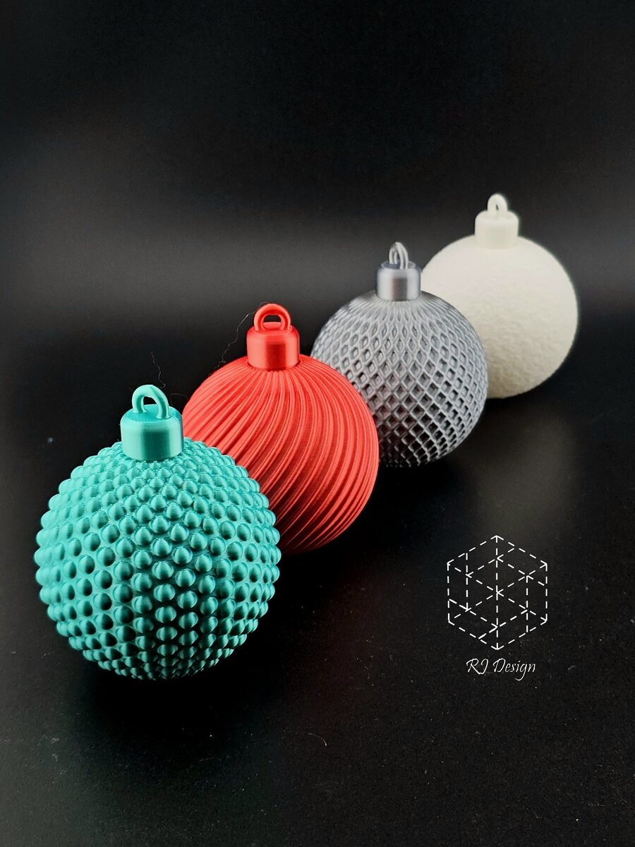 4 Bauble Set (Dotted, Spiral, Lattice, Fuzzy Skin) - OzFDM