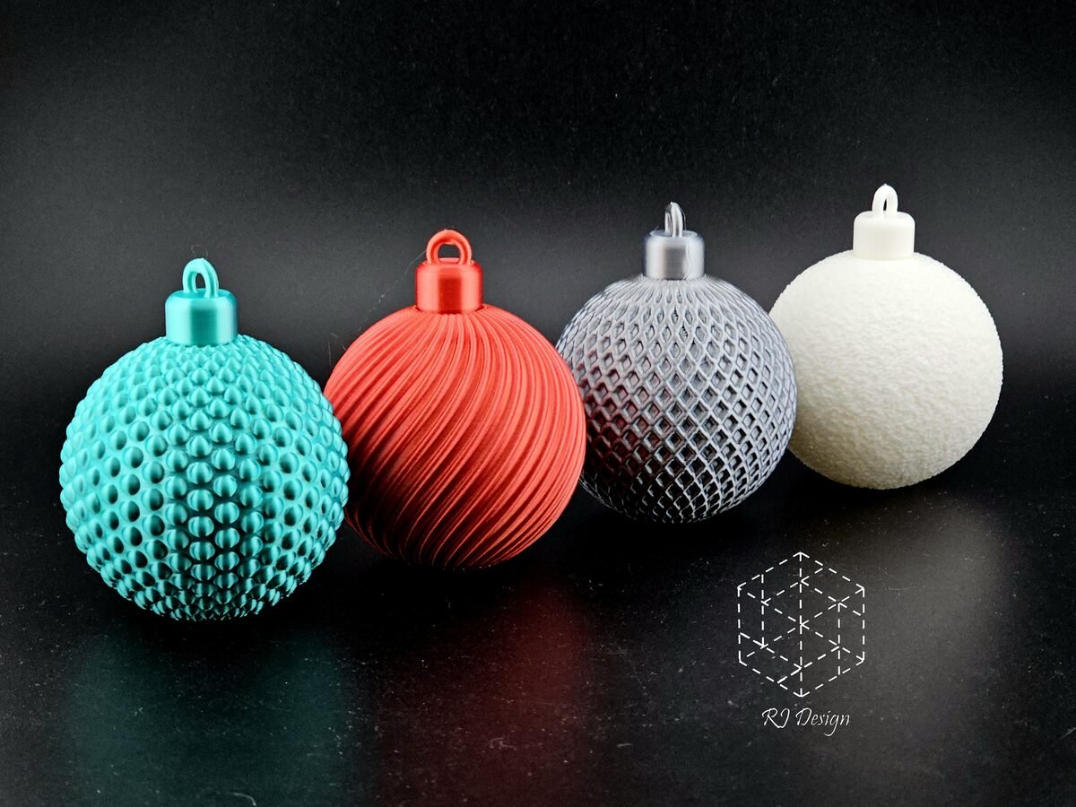 4 Bauble Set (Dotted, Spiral, Lattice, Fuzzy Skin) - OzFDM