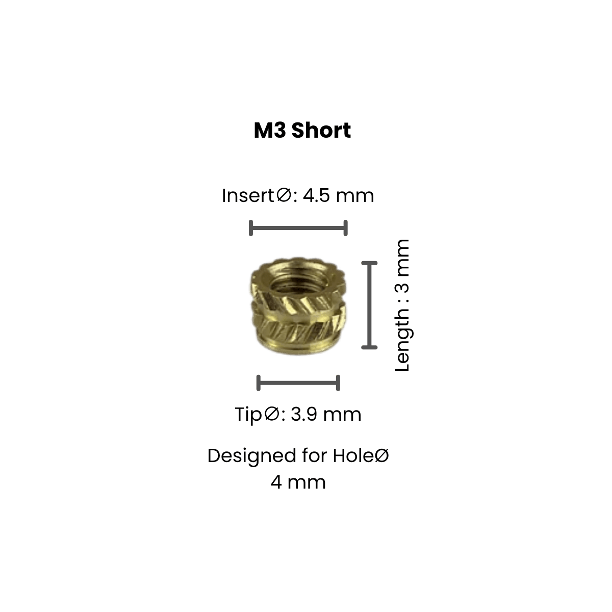 Threaded Inserts (Knurled Brass Threaded Heat Insert) - OzFDM