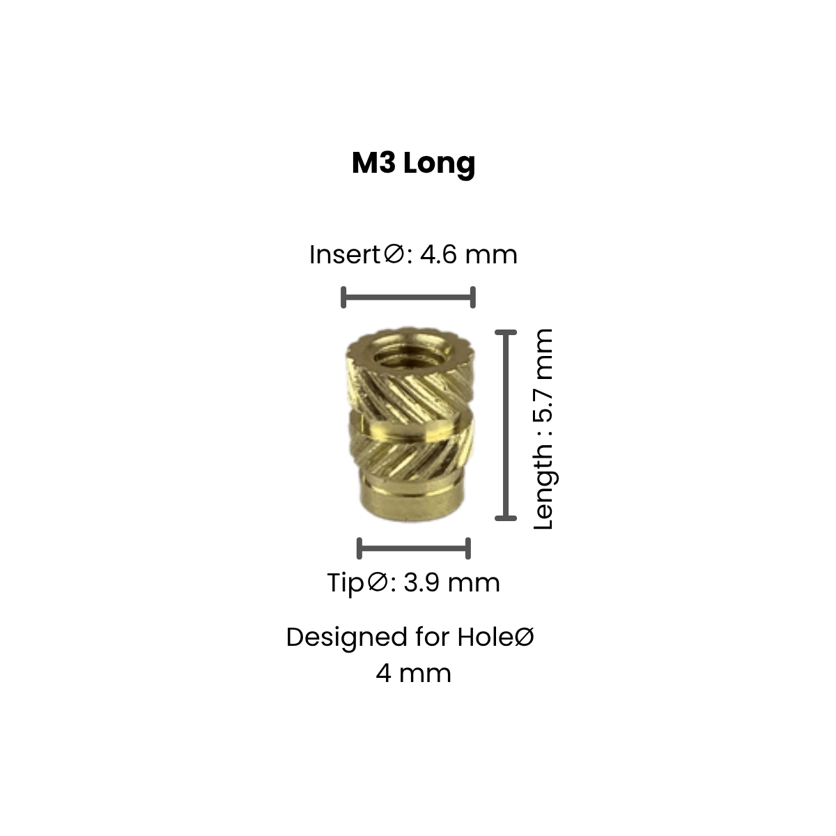 Threaded Inserts (Knurled Brass Threaded Heat Insert) - OzFDM