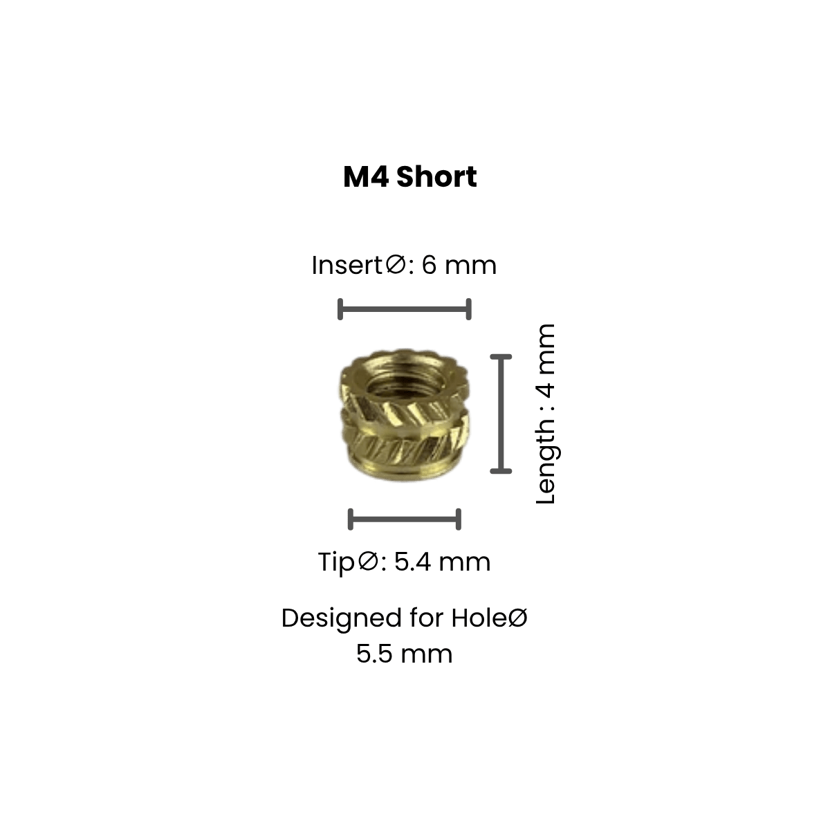 Threaded Inserts (Knurled Brass Threaded Heat Insert) - OzFDM