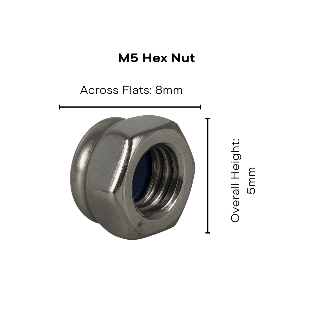 Stainless Steel Self - Locking Nyloc Nuts Metric M2 - M6 - OzFDM