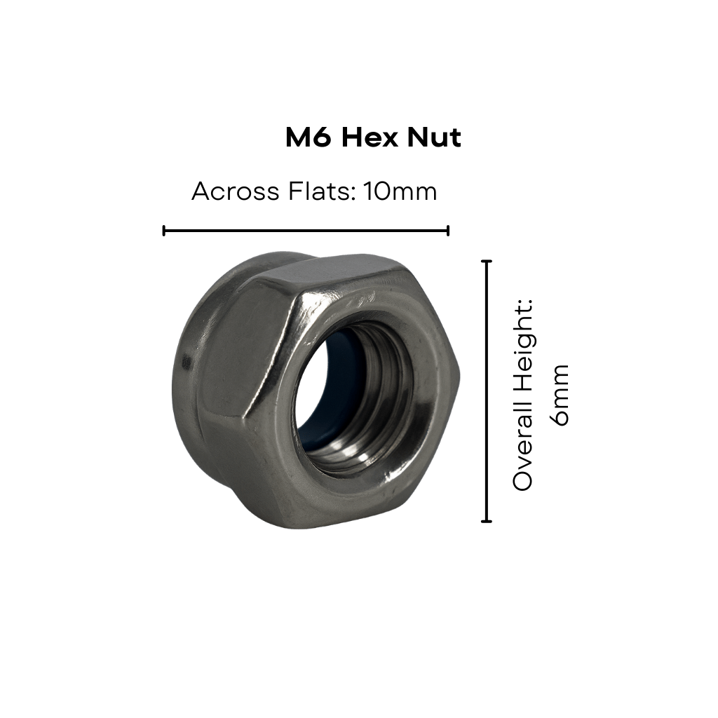 Stainless Steel Self - Locking Nyloc Nuts Metric M2 - M6 - OzFDM