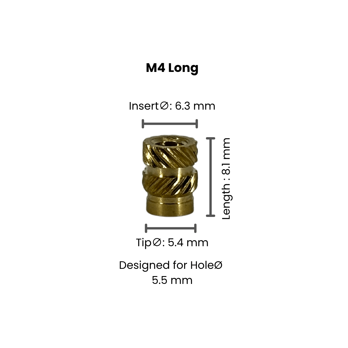 Threaded Inserts (Knurled Brass Threaded Heat Insert) - OzFDM