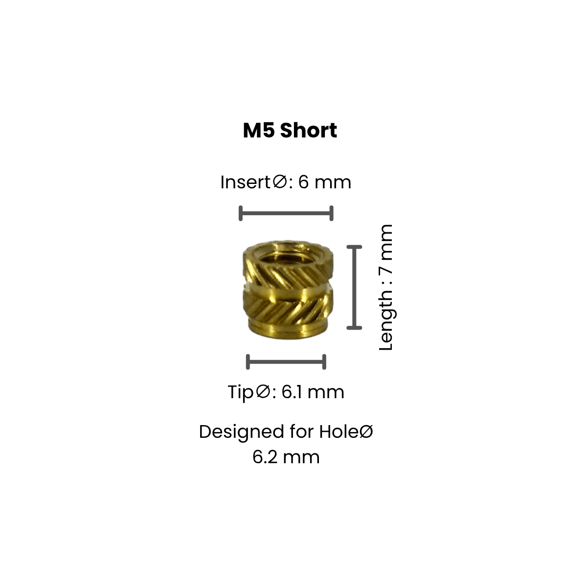Threaded Inserts (Knurled Brass Threaded Heat Insert) - OzFDM