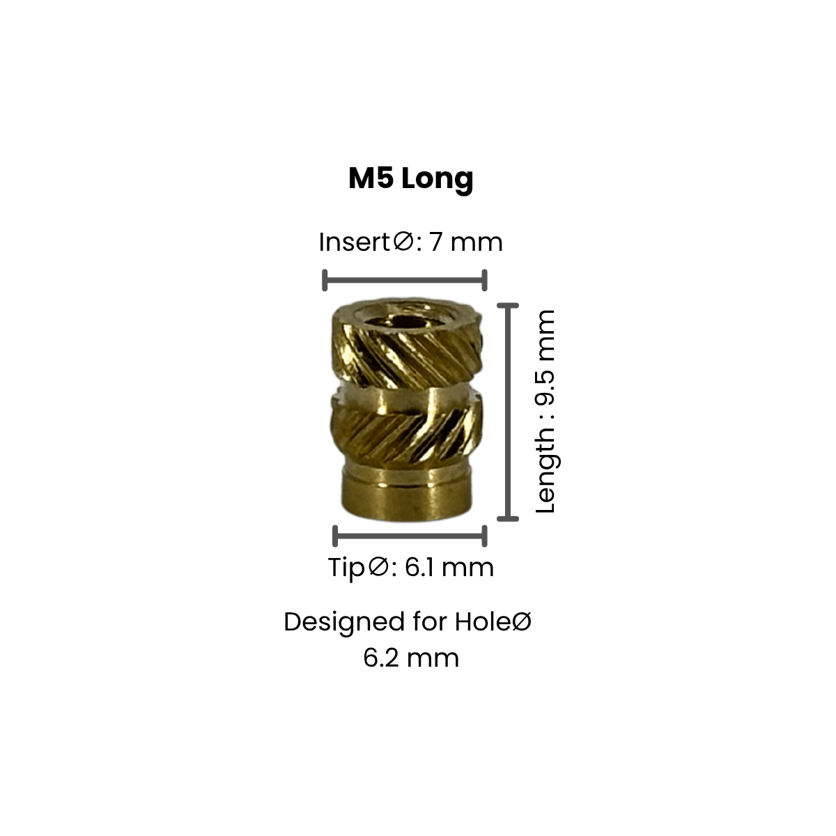 Threaded Inserts (Knurled Brass Threaded Heat Insert) - OzFDM