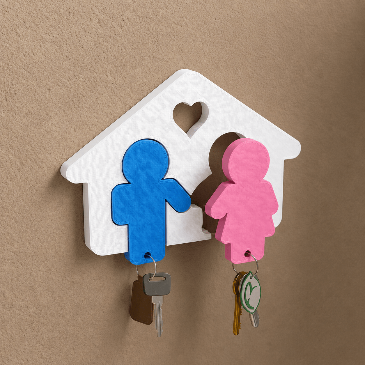 Couples House Key Holder with Character Keychains - OzFDM