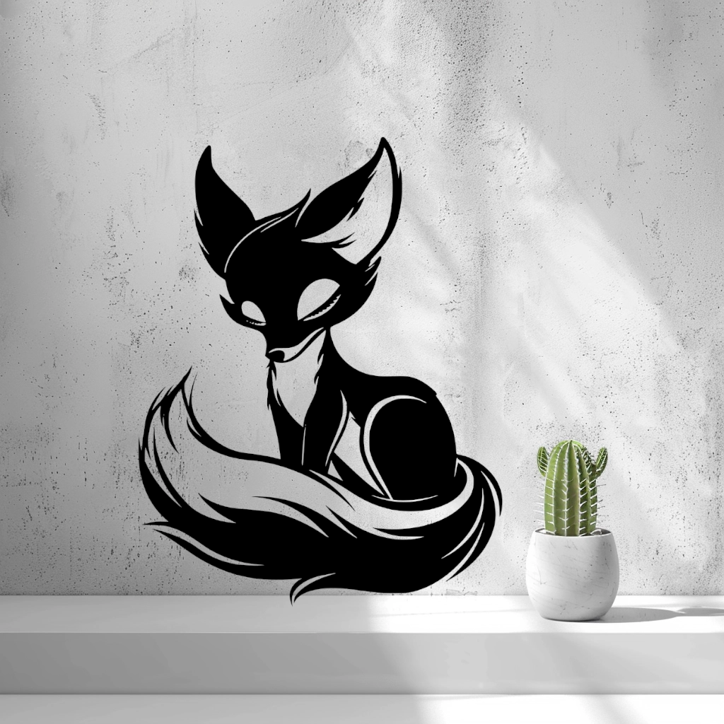2d Cute Fox Wall Art