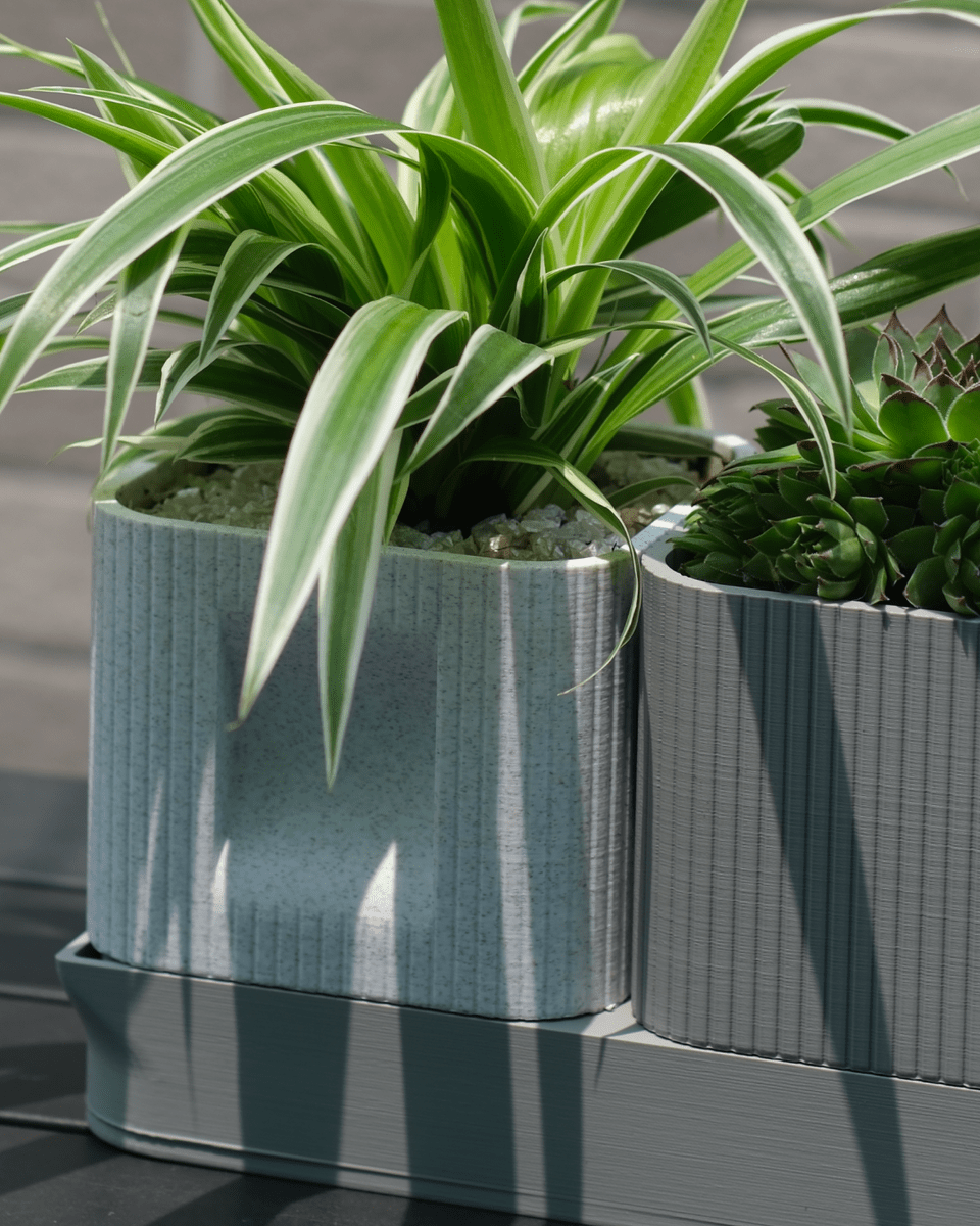 Aura DUO | Architectural Ribbed Square Planter with Hidden Drainage - OzFDM
