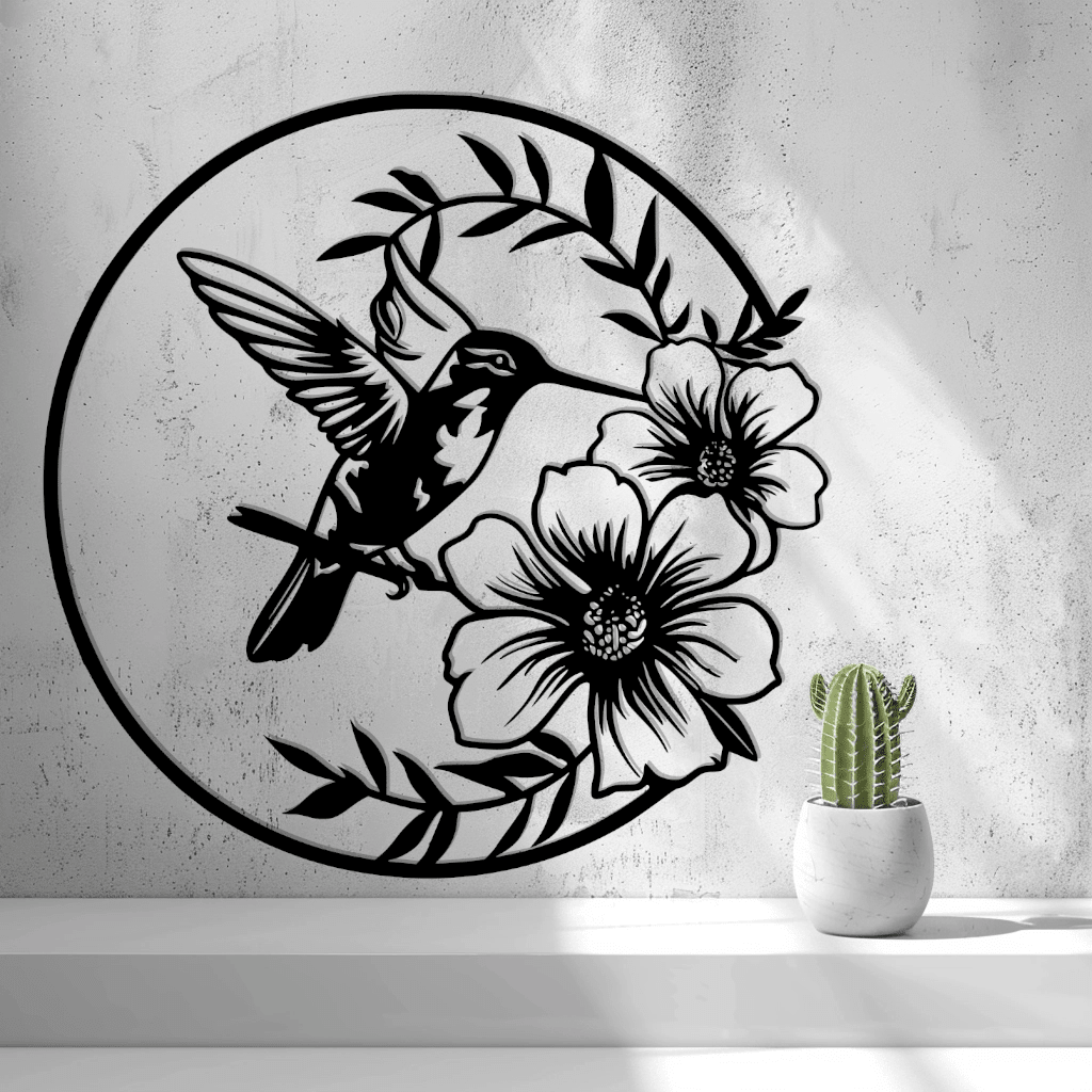 2d Hummingbird With Flowers Wall Art - OzFDM