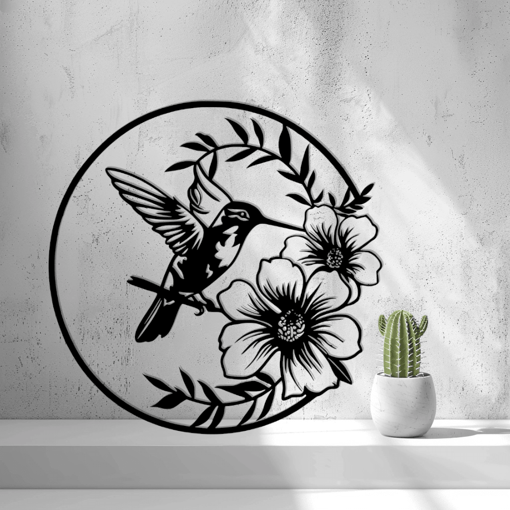 2d Hummingbird With Flowers Wall Art - OzFDM