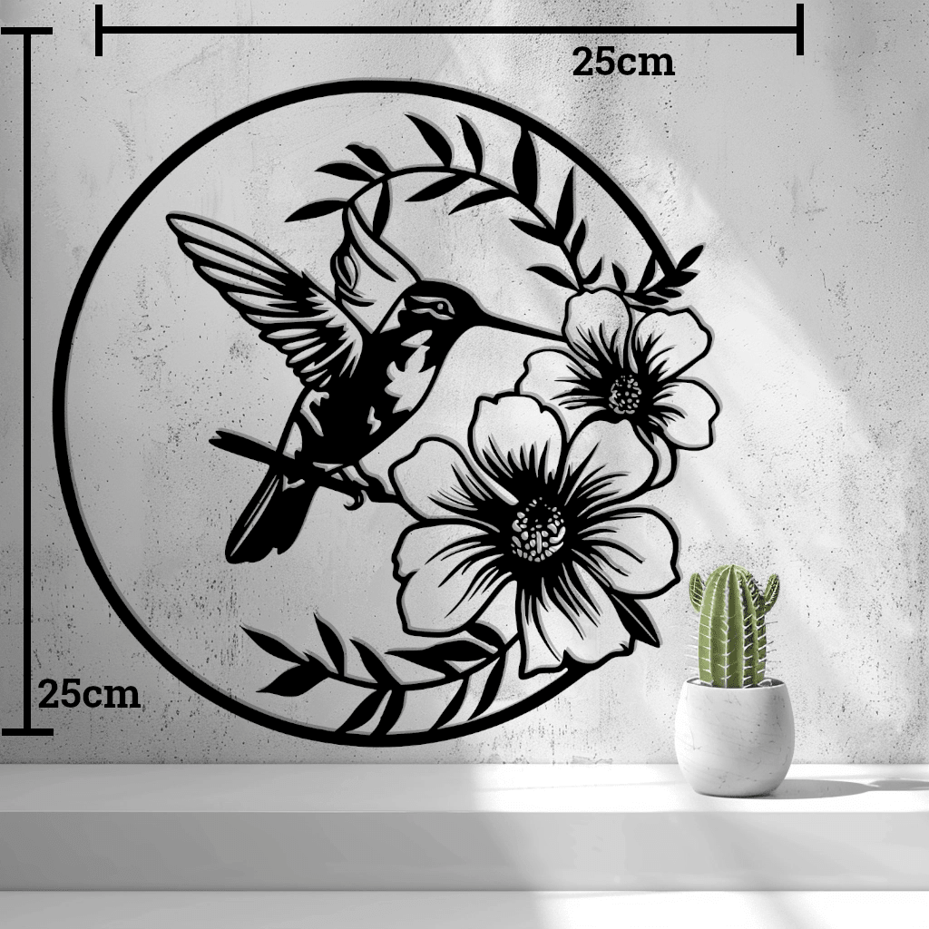 2d Hummingbird With Flowers Wall Art - OzFDM