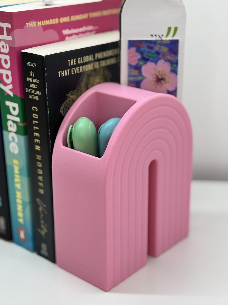 Rainbow Bookend Organizer – Book Holder With Built-in Storage For Pens, Bookmarks & More