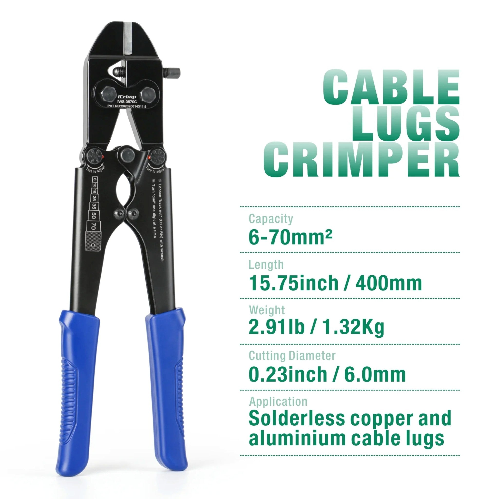 Iwiss IWS - 0670C Punch Type Battery Lug Crimping Tool - OzFDM