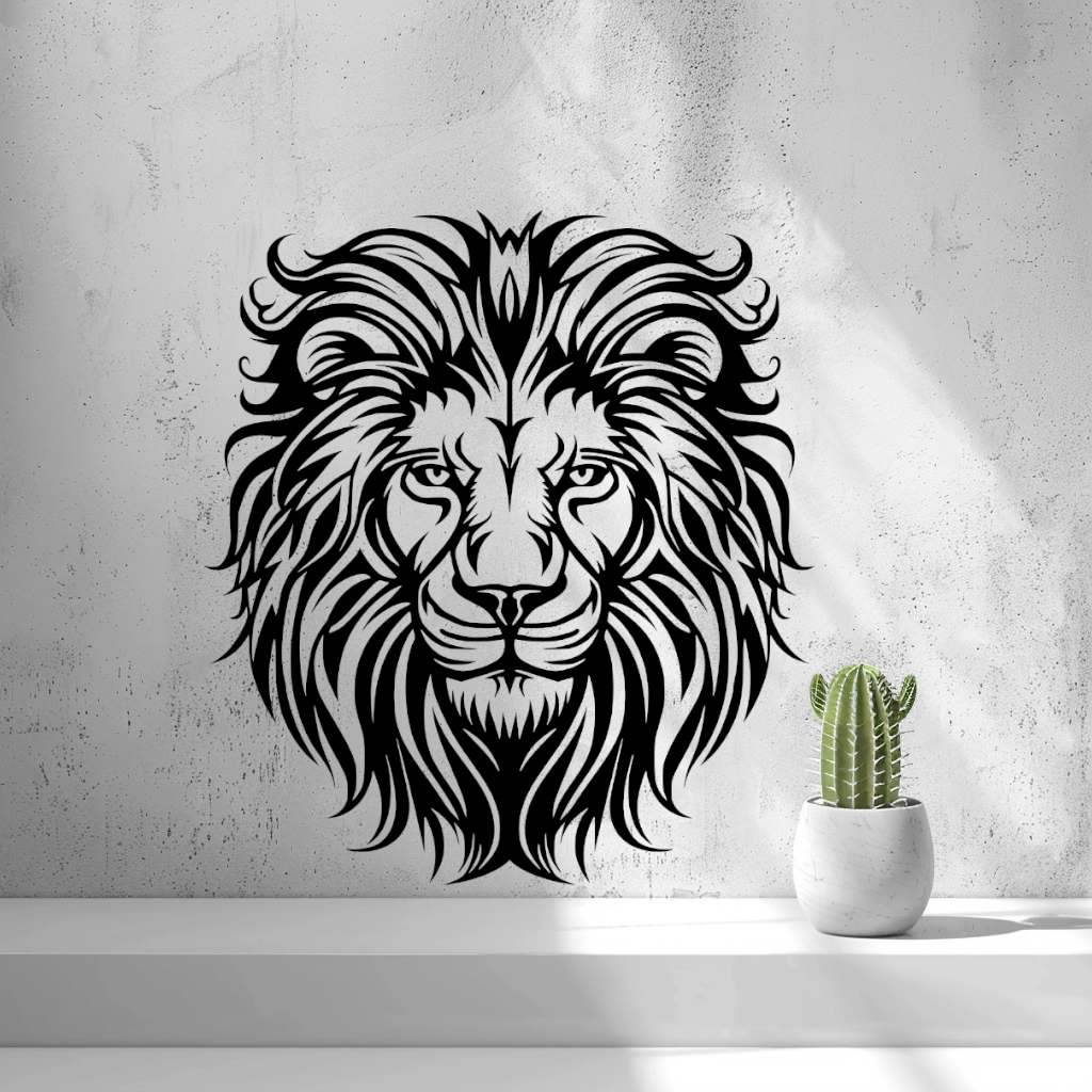 2d Lion Head Wall Art
