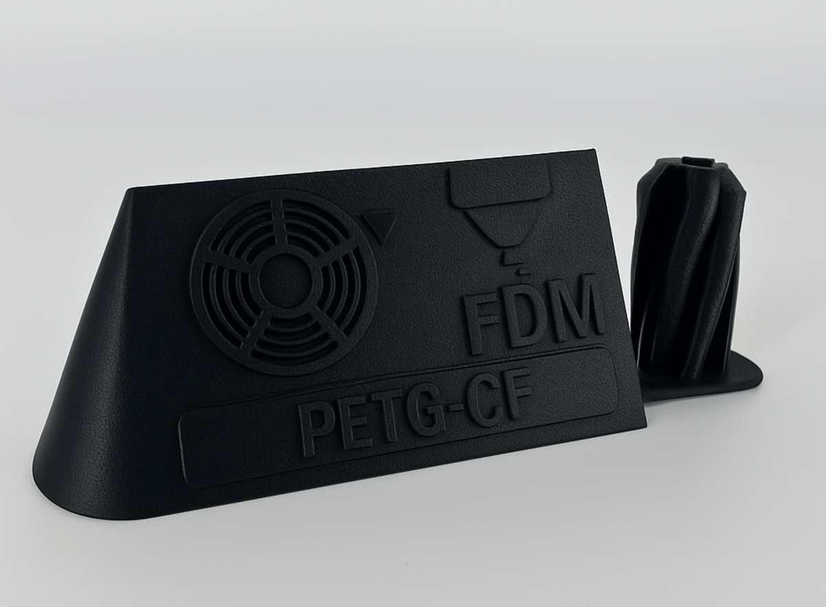 Filament display, OzFDM PETG-CF Black. 3D printed by Global3D