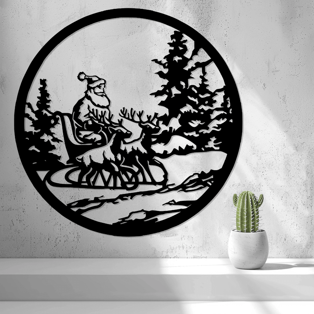 2d Santa Claus With Reindeer Wall Art/window Art - OzFDM
