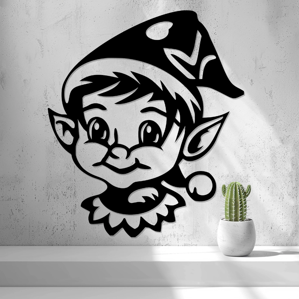 2d Christmas Elf Wall Art/window Art