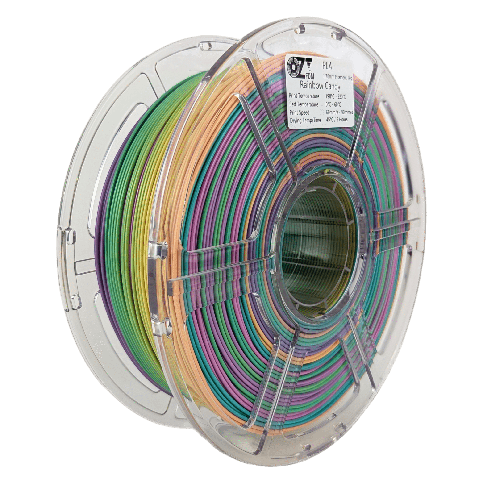 OzFDM PLA Rainbow 3D Printing Filament 1.75mm 1KG - OzFDM