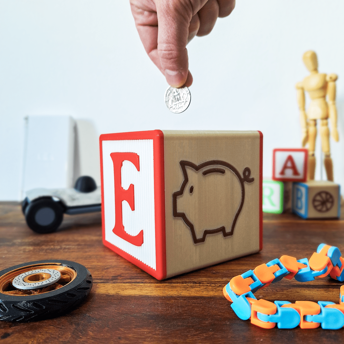 Alphabet Cube Piggy Bank - OzFDM