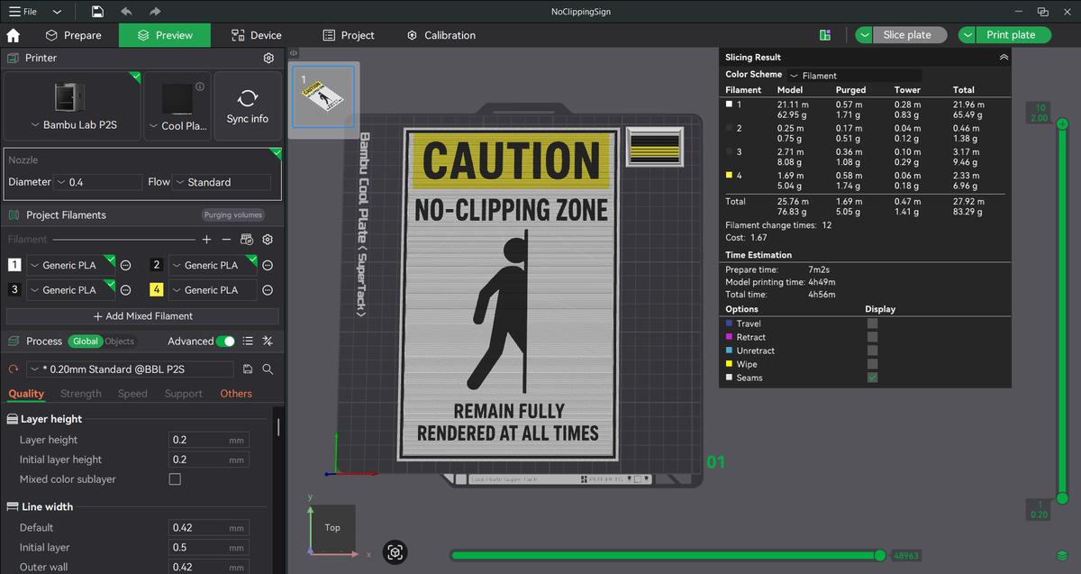 No-Clipping Zone Caution Sign