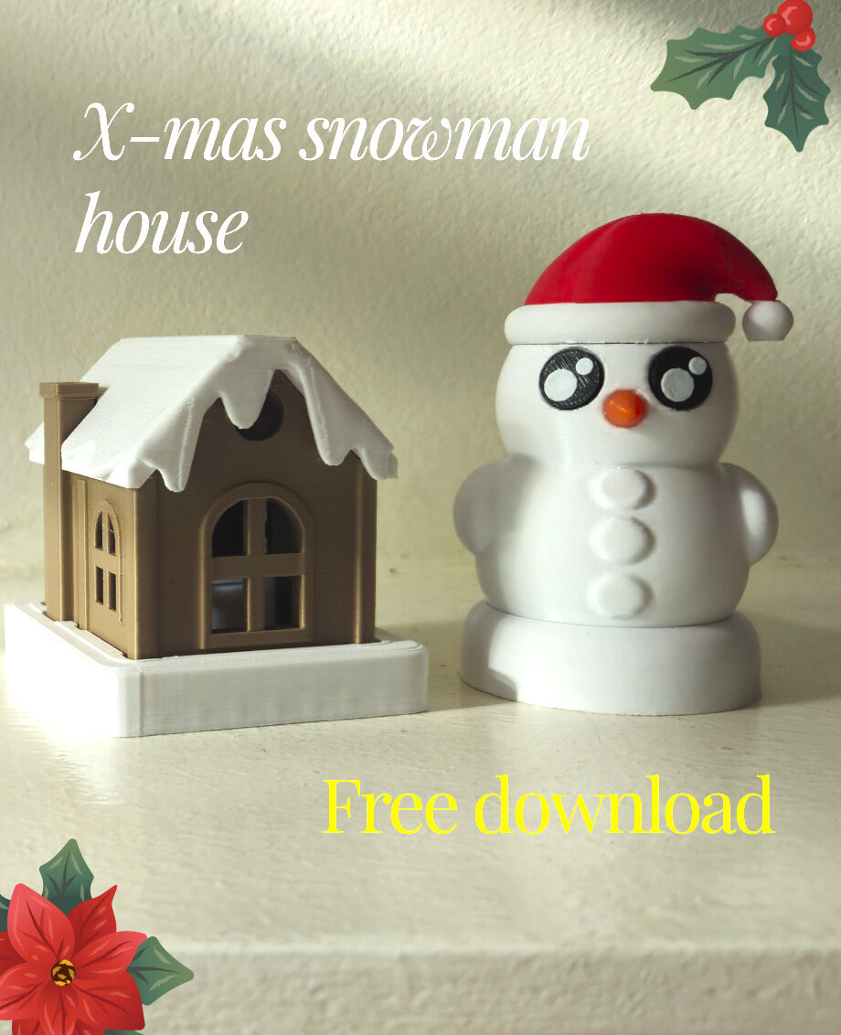 Ligthed Snowman & House