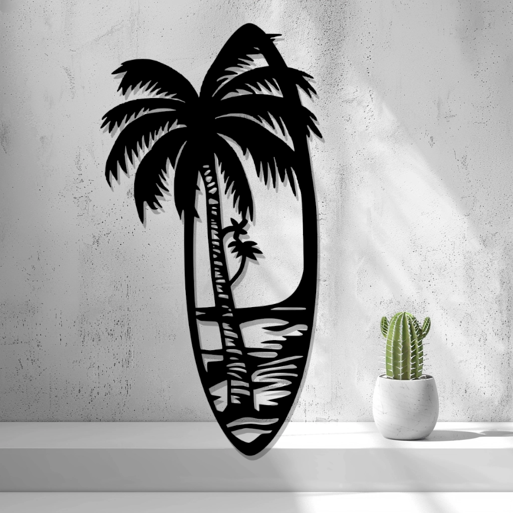 2d Surfboard Beach Design Wall Art