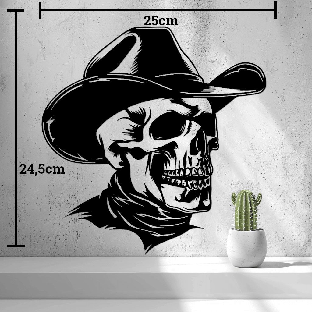 2d Skull With Cowboy Hat Wall Art - OzFDM
