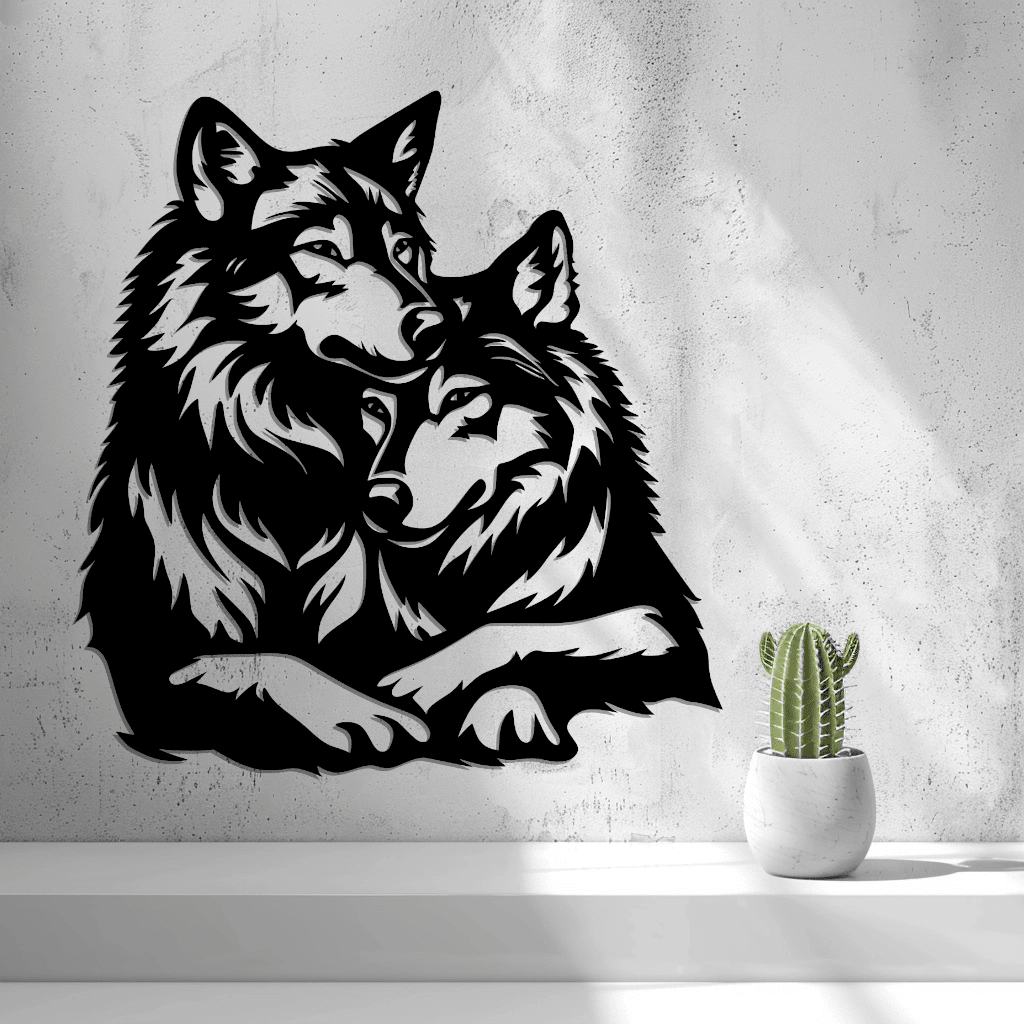 2d Wolf Couple Wall Art - OzFDM