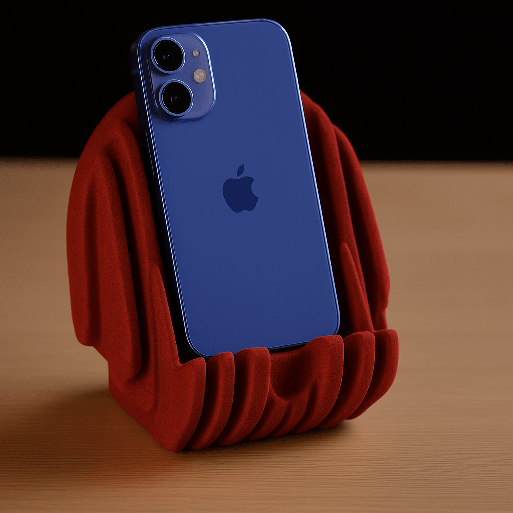 Sculptural Ribbed Phone Stand with AirPods Storage - OzFDM