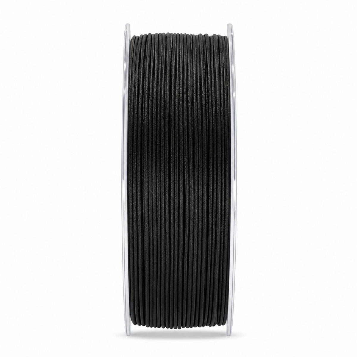 OzFDM PA12-CF filament spool in black carbon fibre nylon, side view