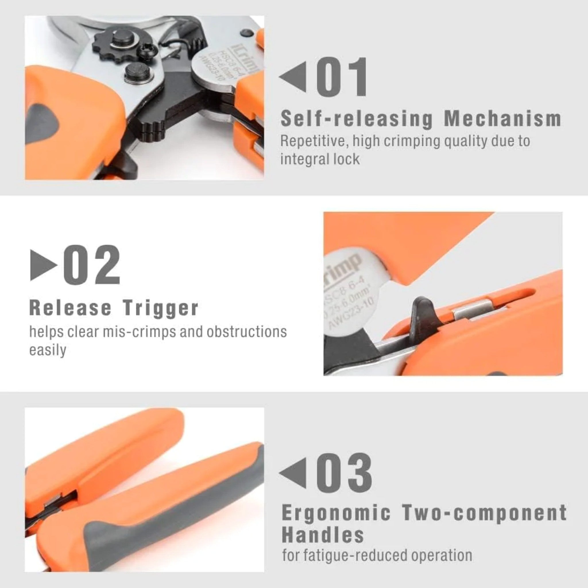 Iwiss HSC8 16-4 / 6-4 Square Type Ratchet Crimping Tool