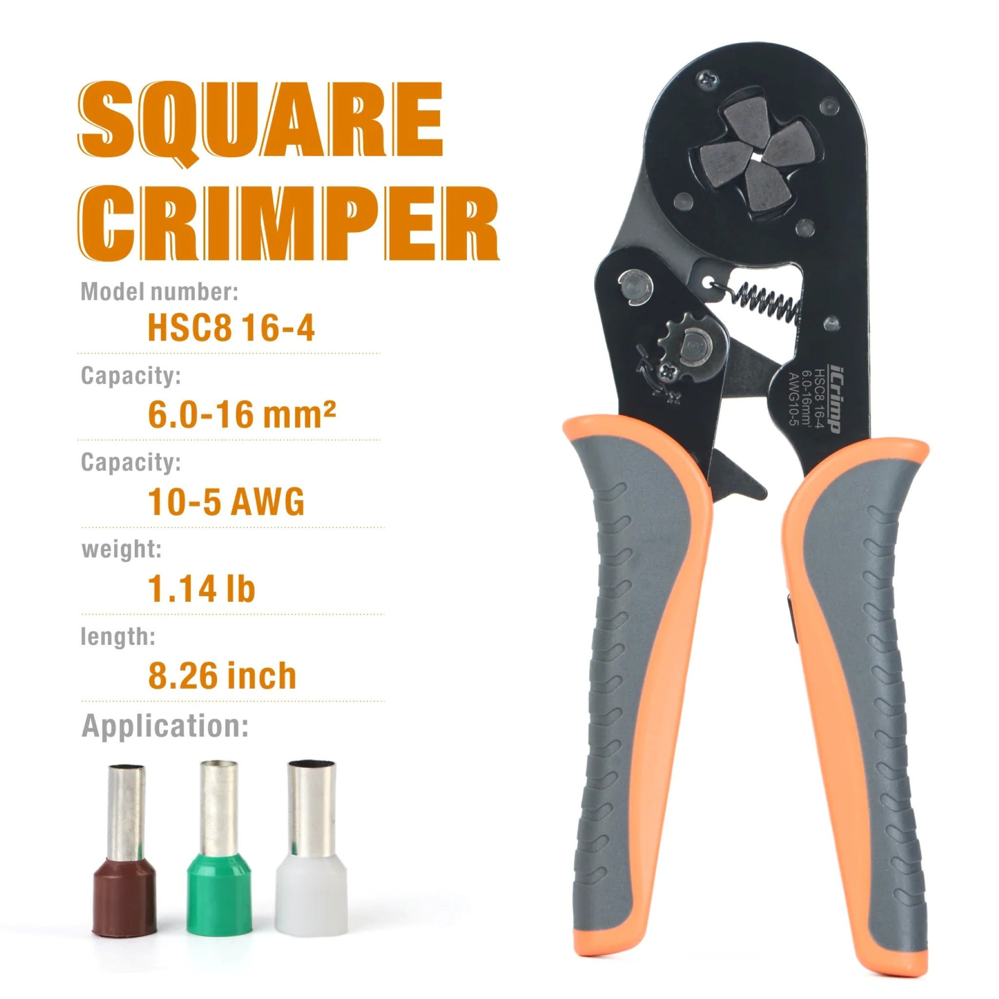 Iwiss HSC8 16-4 / 6-4 Square Type Ratchet Crimping Tool