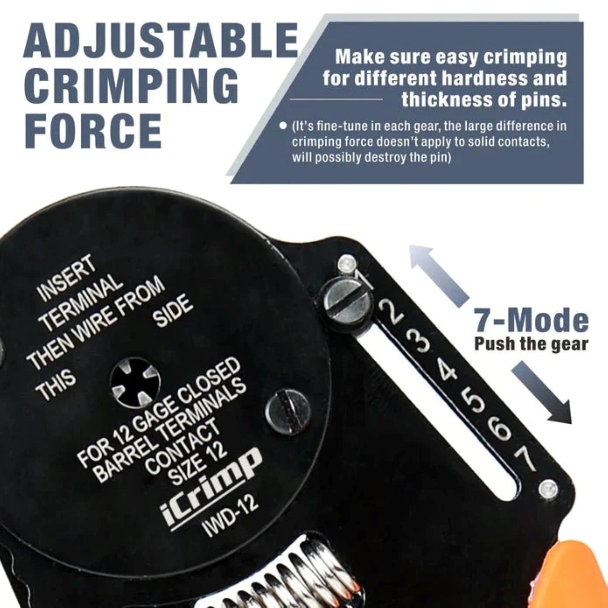 Iwiss IWD 12/16/20 Closed Barrel Crimper for Deutsch Solid Contacts Gauge 12 - 22 - OzFDM