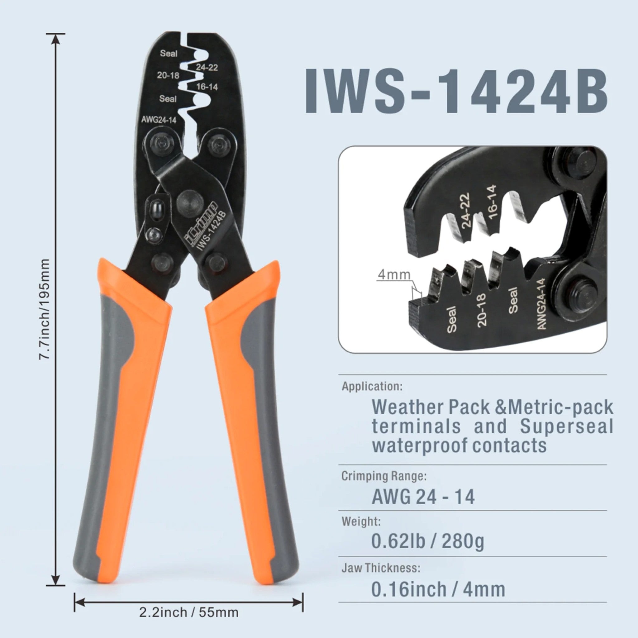 Iwiss IWS - 1424B Weather Pack Terminal Crimping Tool - OzFDM