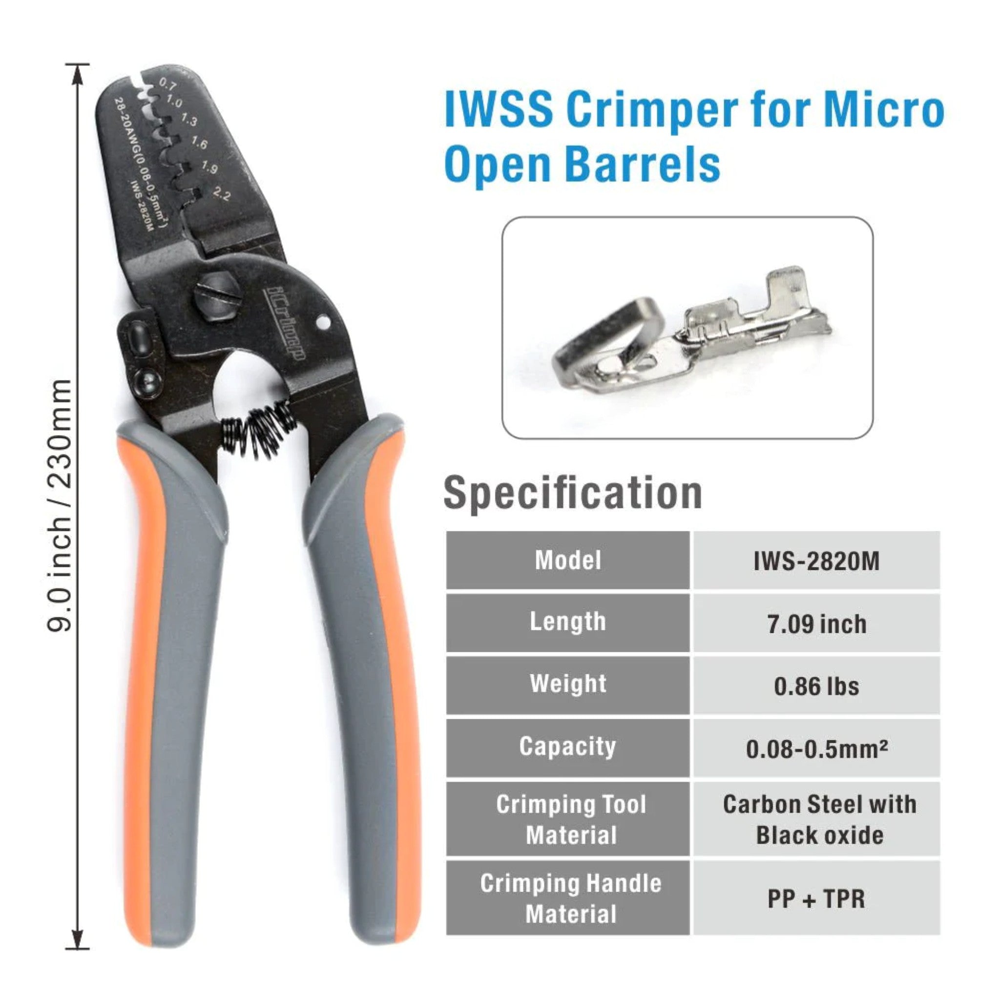 Iwiss IWS - 2820M Mini Micro Open Barrel Crimping Tool - OzFDM