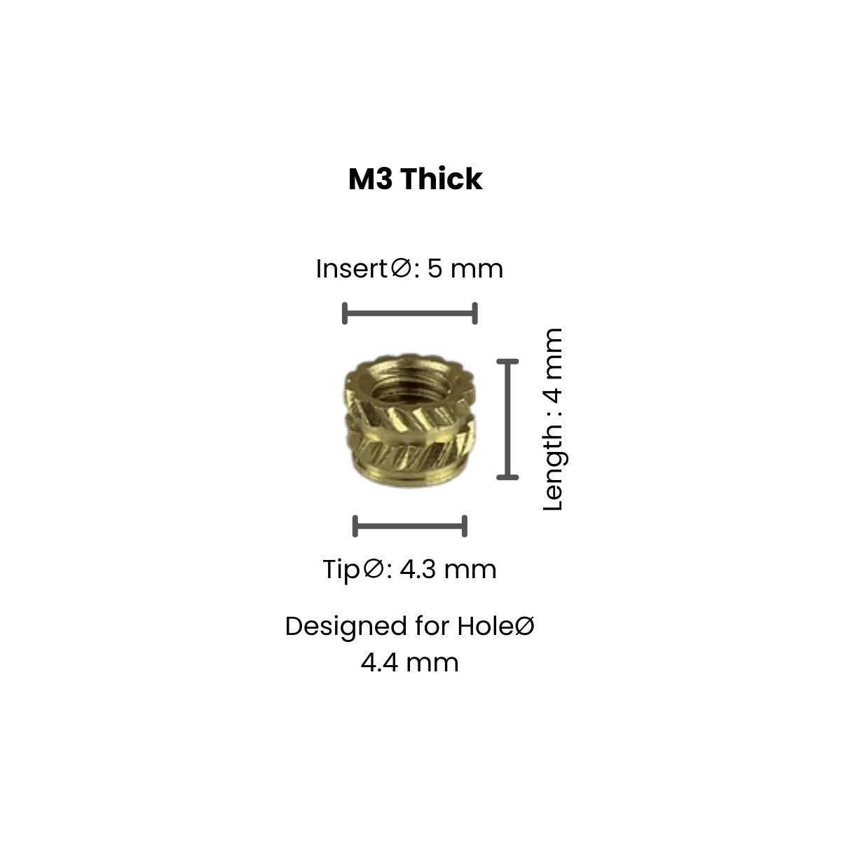 Threaded Inserts (Knurled Brass Threaded Heat Insert) - OzFDM