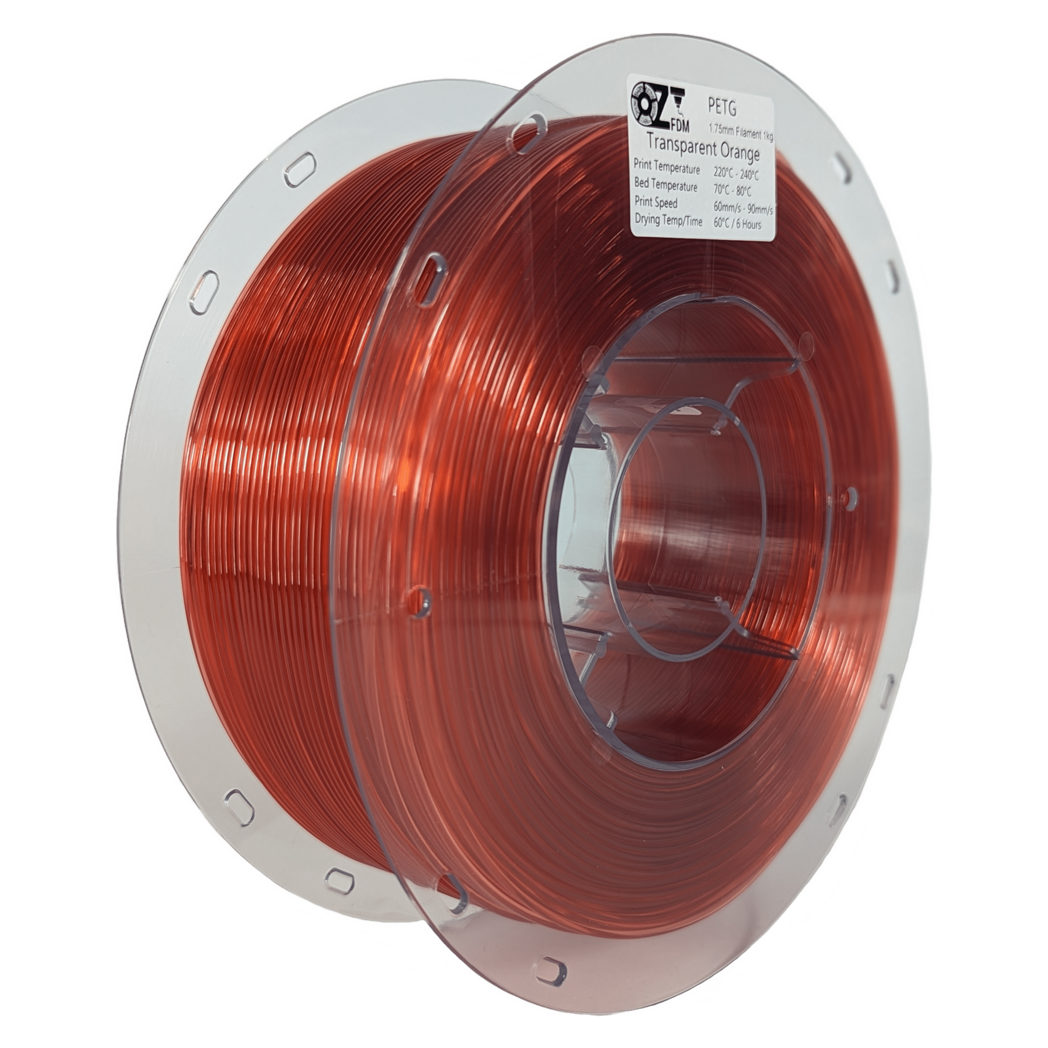 OzFDM PETG+ TransparentColours 3D Printing Filament 1.75mm 1KG - OzFDM