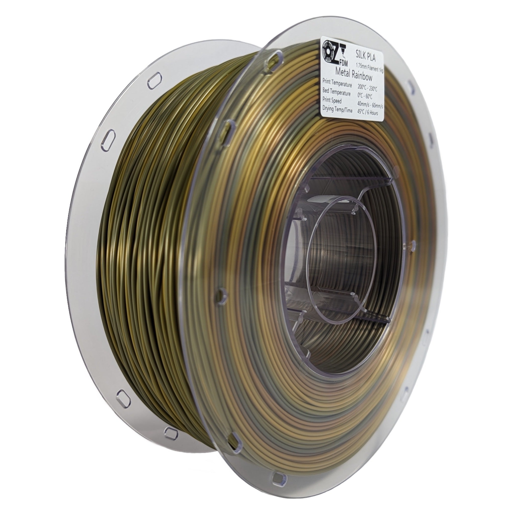 OzFDM Silk PLA Rainbow 3D Printing Filament 1.75mm 1KG - OzFDM