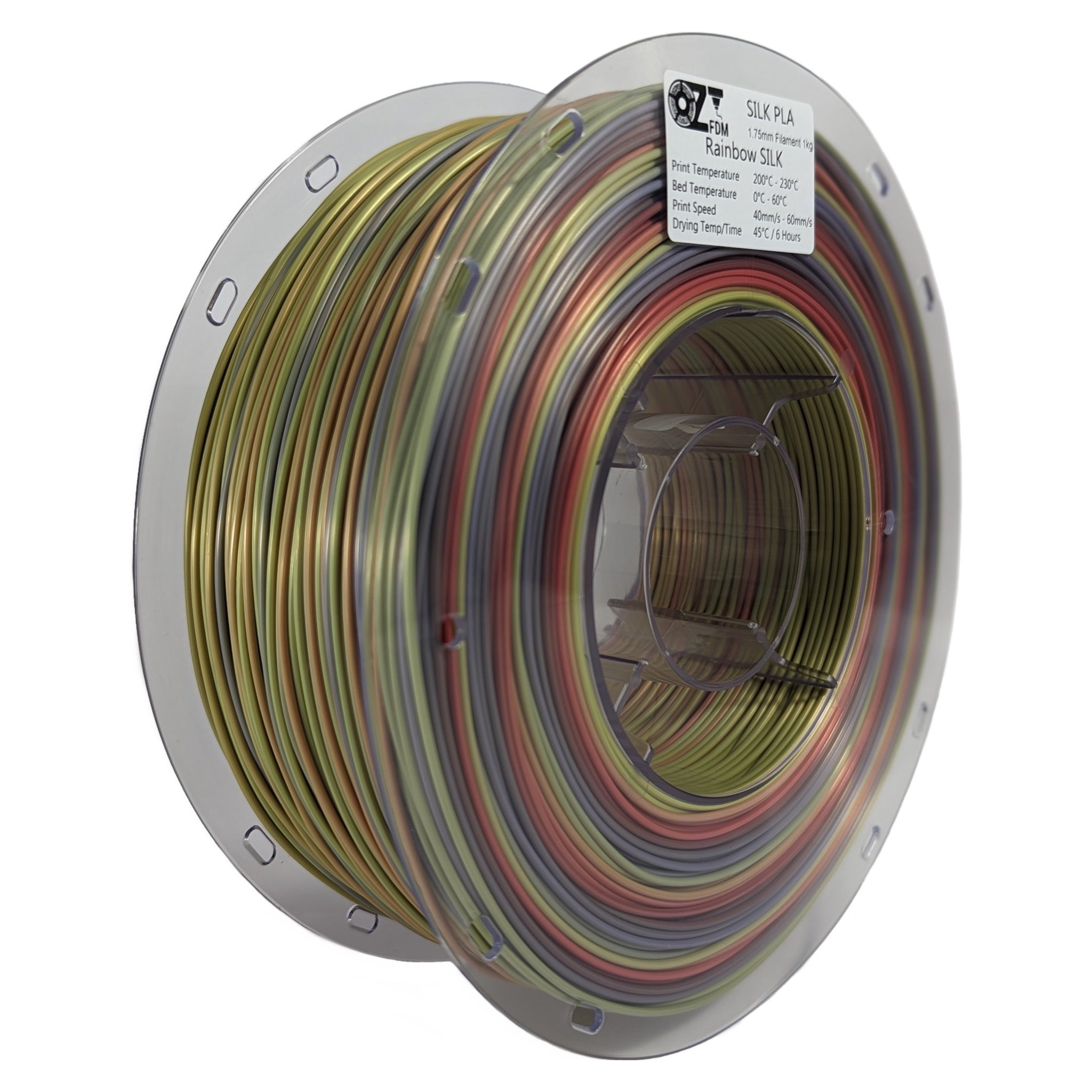 OzFDM Silk PLA Rainbow 3D Printing Filament 1.75mm 1KG