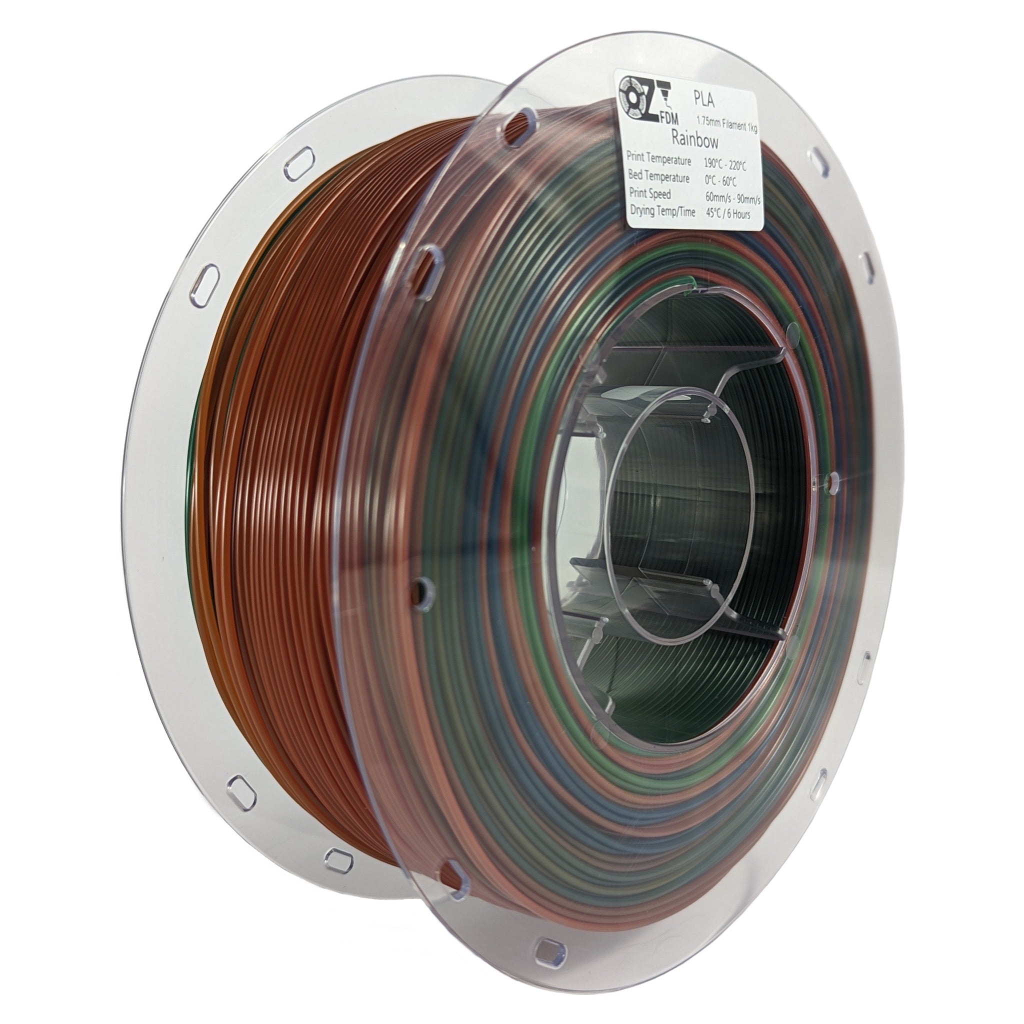 OzFDM PLA Rainbow 3D Printing Filament 1.75mm 1KG - OzFDM