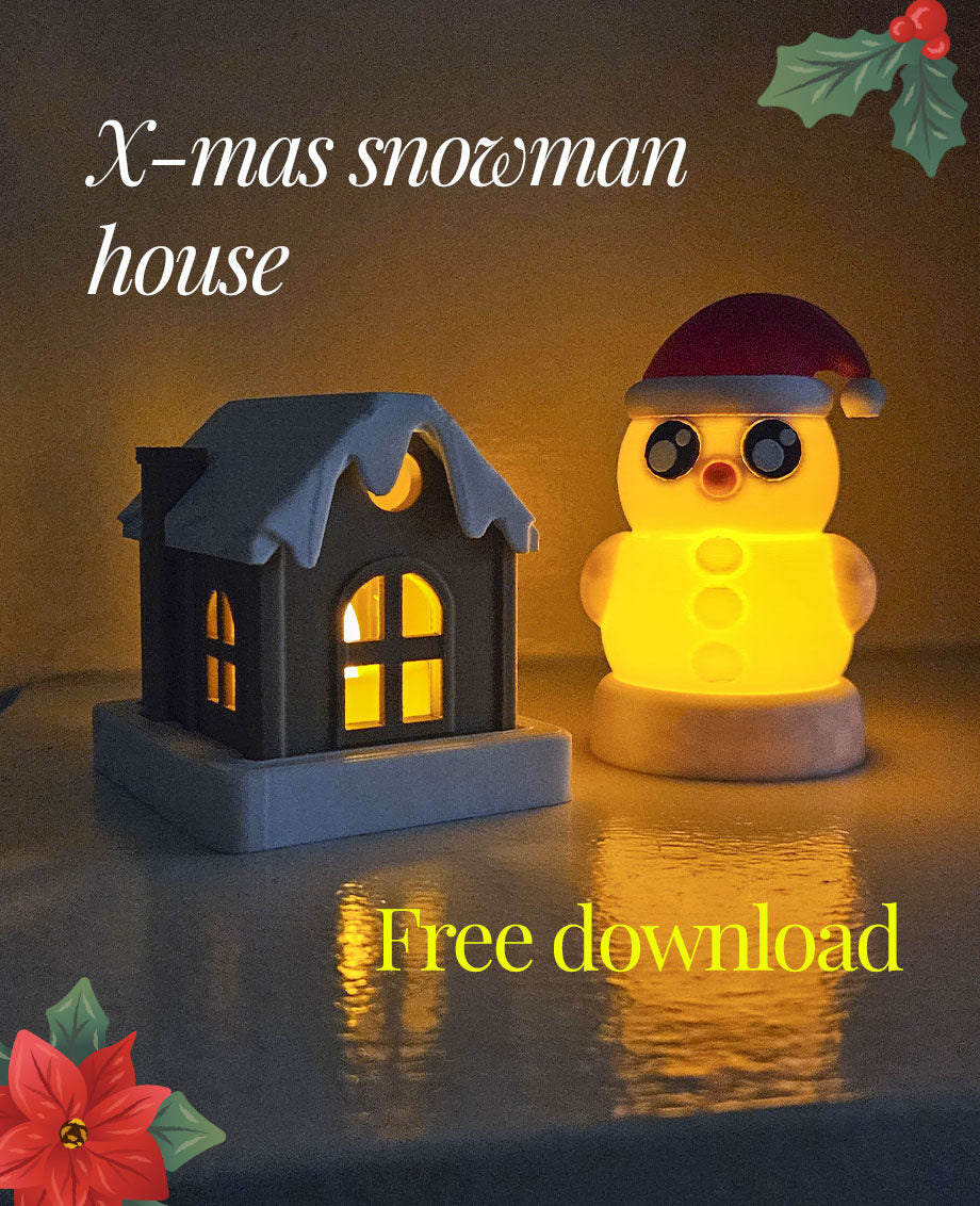 Ligthed Snowman & House