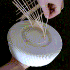 Fluted Fruit Bowl, 3D Printed Skewer Base Centerpiece