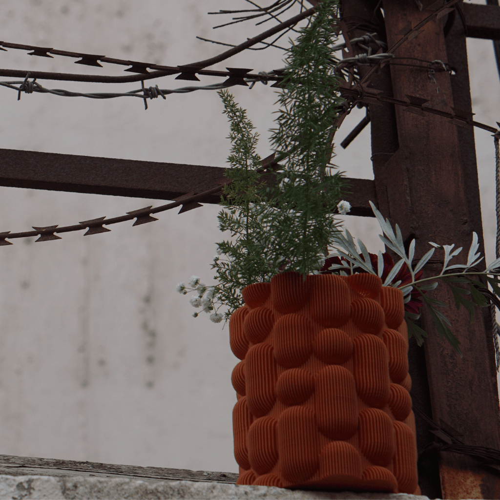 Lava Bubble Vase, Textured 3D Printed PETG Vase
