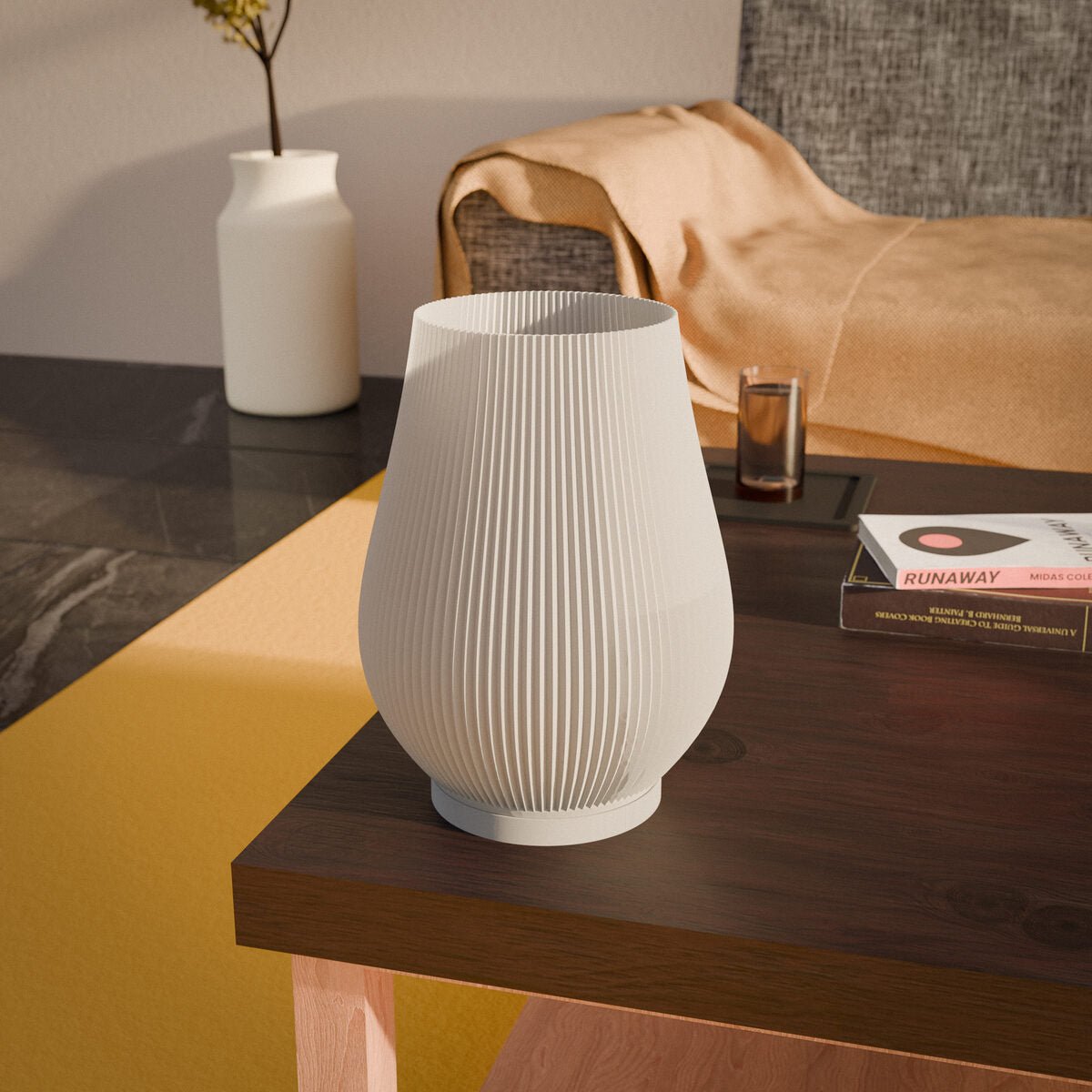Stria Fluted Table Lamp, 3D Printed Ribbed Glow Light