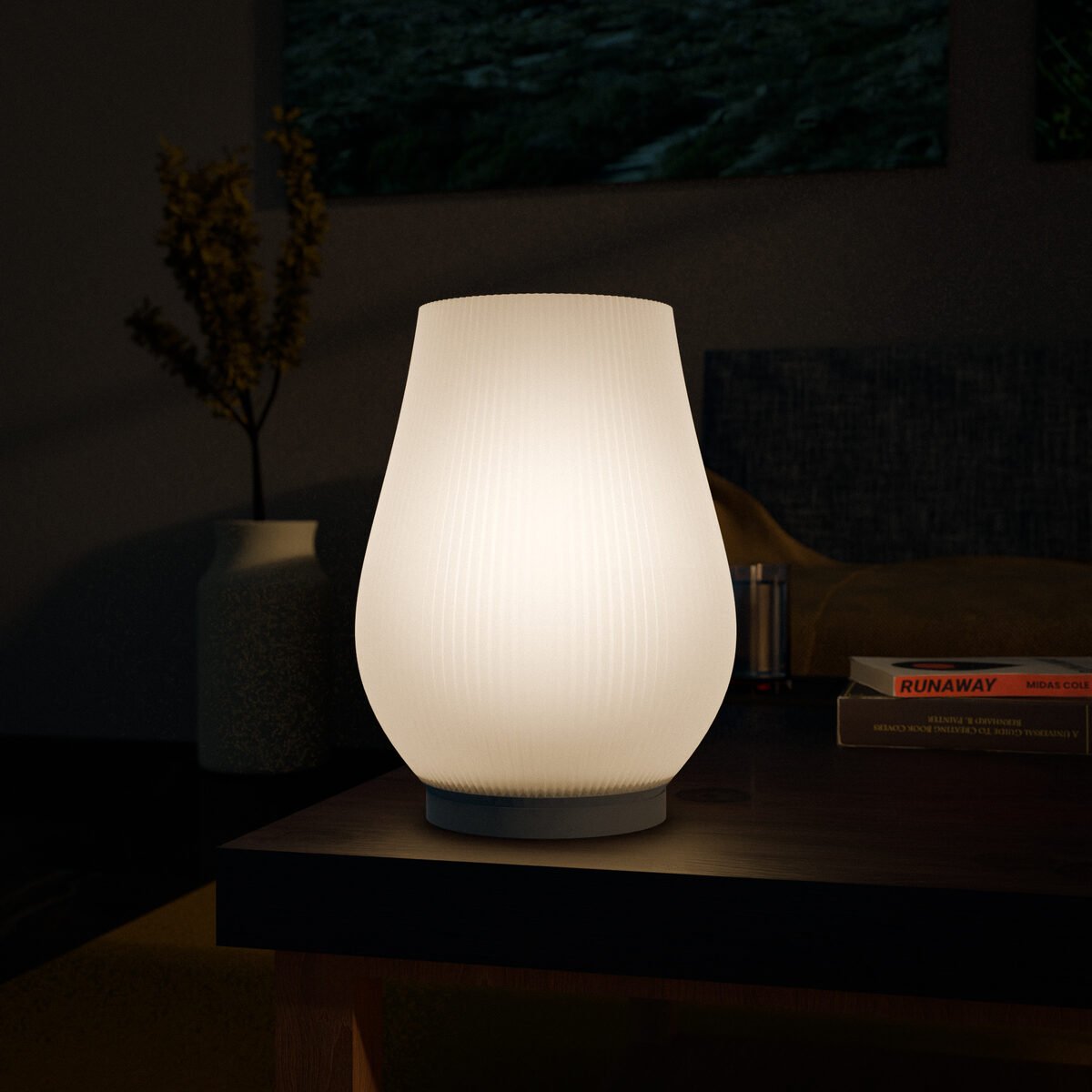 Stria Fluted Table Lamp, 3D Printed Ribbed Glow Light