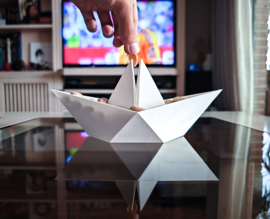 Paper Boat Snack Bowl, 3D Printed Shell Catcher