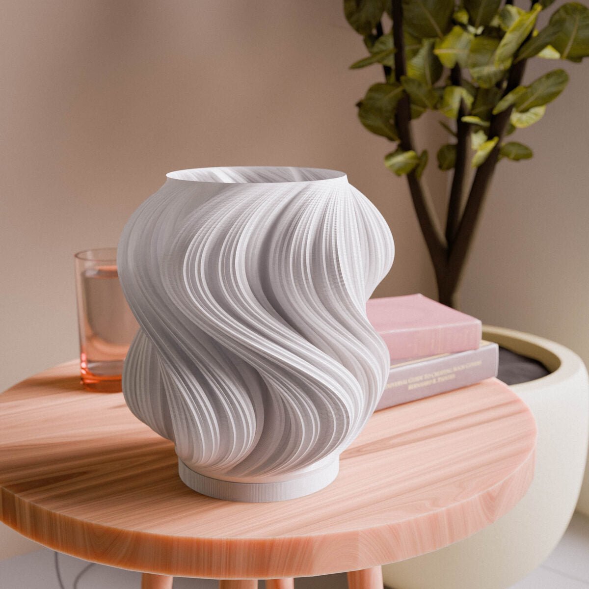 Brisa Wave Table Lamp, 3D Printed Sculptural Lampshade