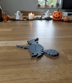 Flexi Witch on a Broom Keychain, 3D Printed Halloween Charm